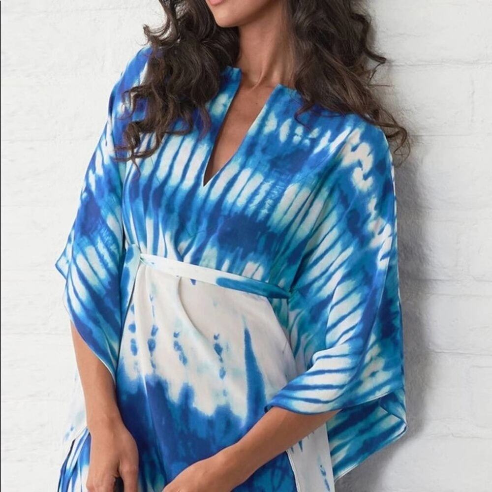 2/$30 NEW Tie Dye Caftan Beach Swim Coverup Maxi Dress - Picture 6 of 15